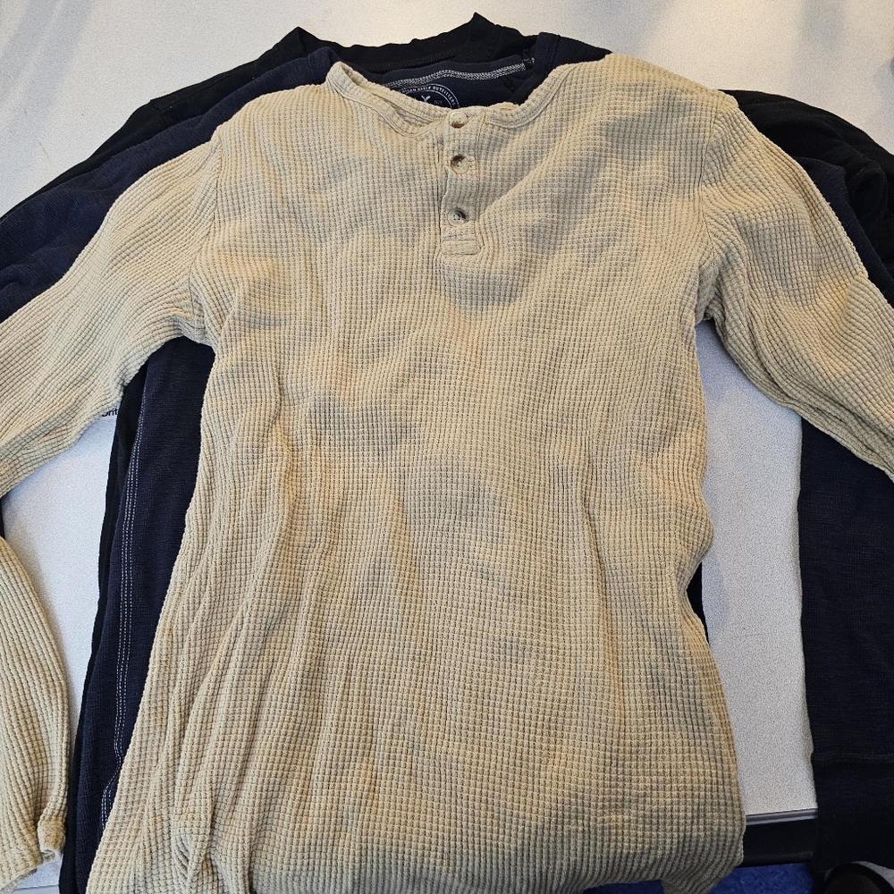Tops Long Sleeve Black Navy Tan Bundle of 4 Young Men's sz S - Picture 4 of 9